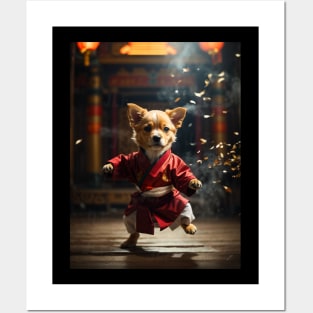 Cute Red Kung Fu Puppy Posters and Art